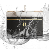 Bathroom Vanity with 2 Doors, Drain Assembly, Chalk Faucet, Ceramic Sink, 1 Mirror, 1 Medicine Cabinet, and Cabinet Hardware