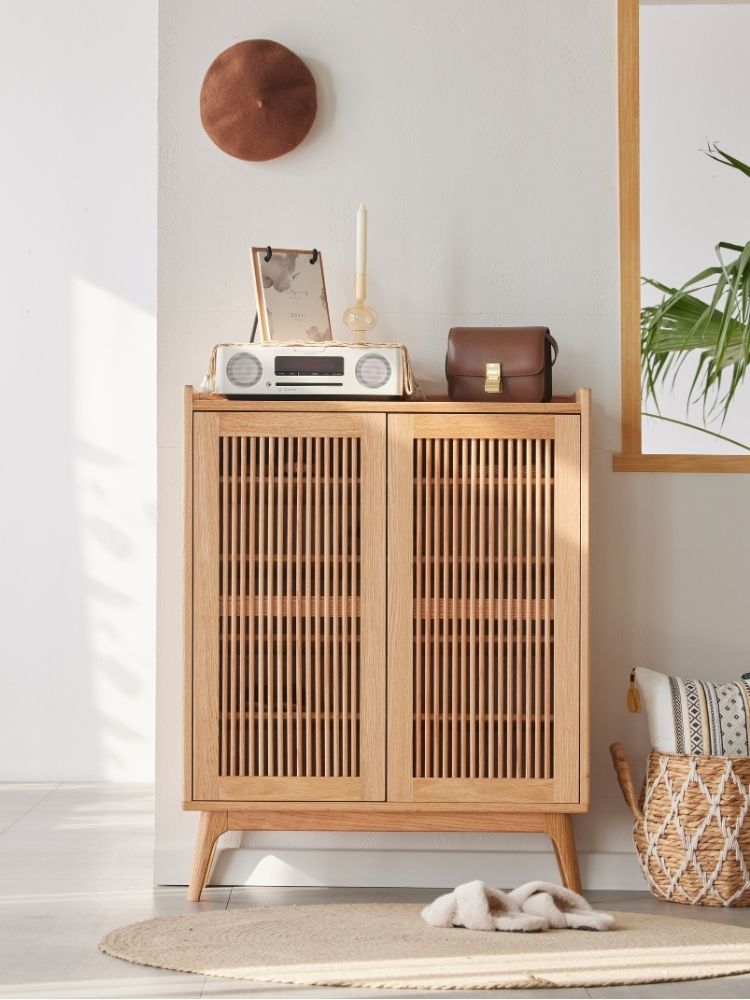 Bergen Slatted-Door Shoe Storage Cabinet
