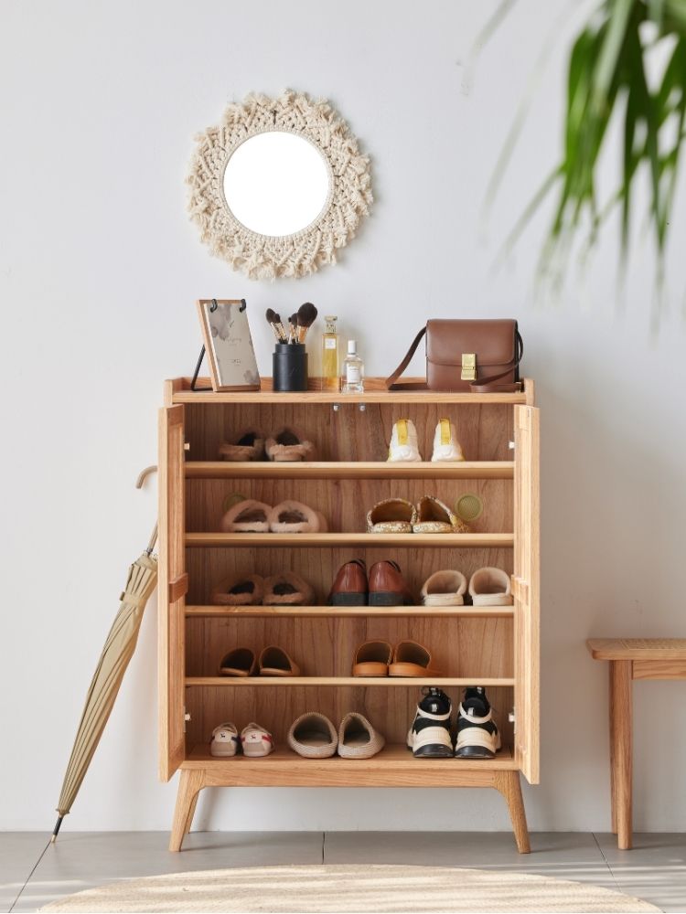 Bergen Slatted-Door Shoe Storage Cabinet