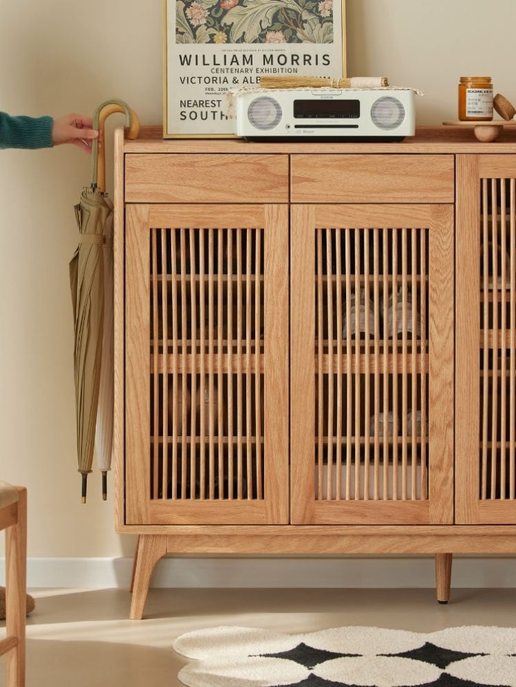 Bergen Slatted-Door Shoe Storage Cabinet