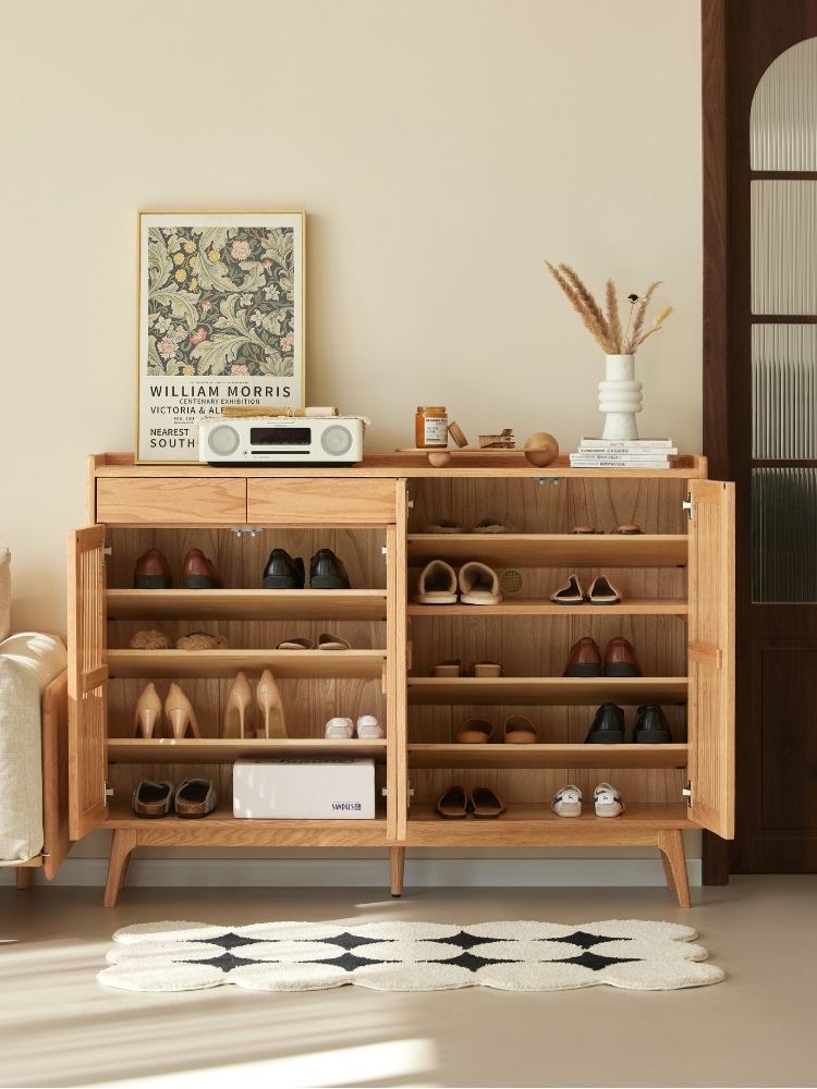 Bergen Slatted-Door Shoe Storage Cabinet