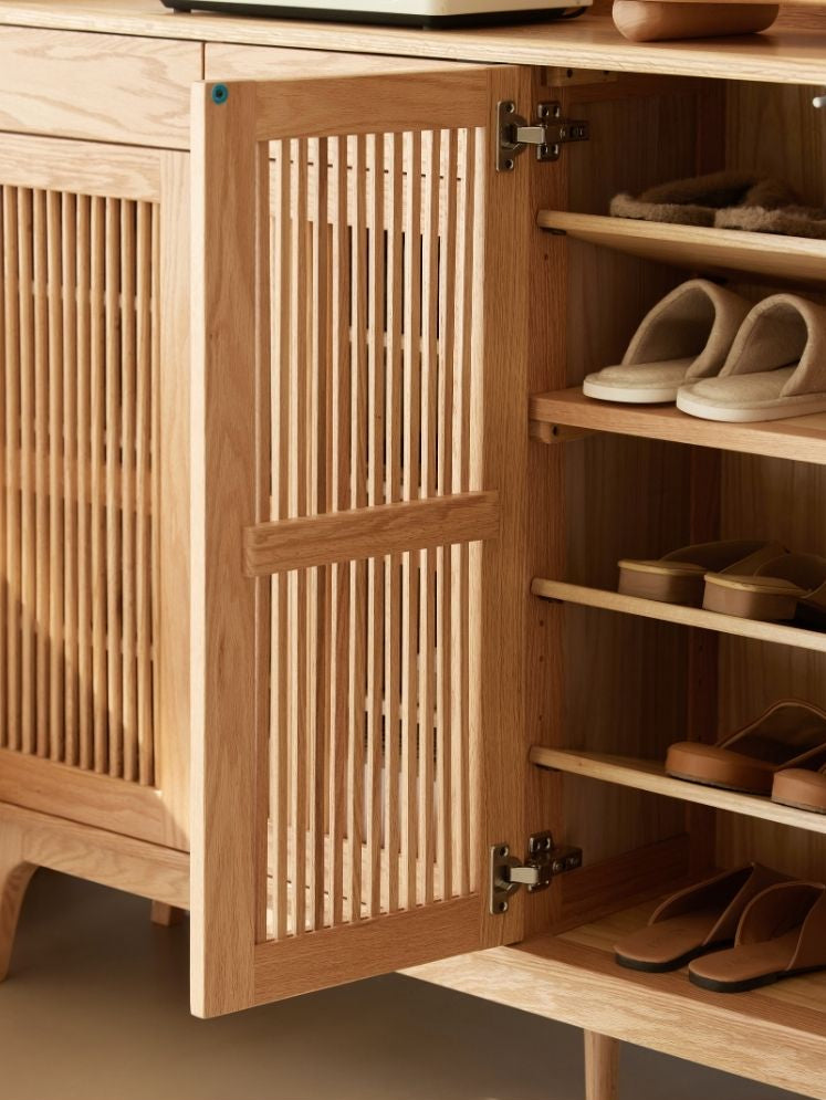 Bergen Slatted-Door Shoe Storage Cabinet